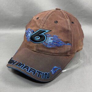 Mark Martin #6 NASCAR Strapback Hat Cap Brown Roush Racing Flames Ford Dad Mens